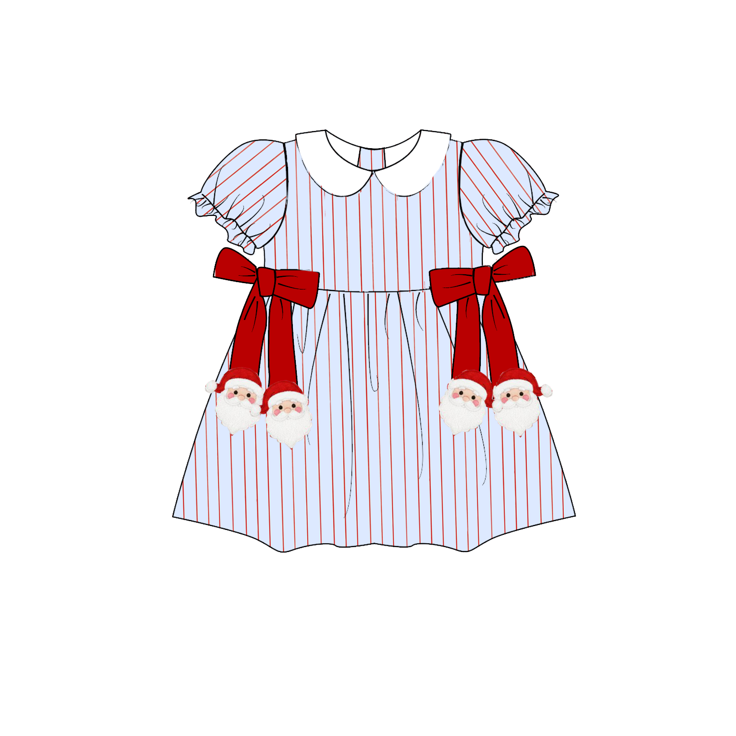 （Weekly Pre-Order）Siblings Christmas Santa Claus Embroidery Dress,Scallop Set&Romper（Ends 9.6）