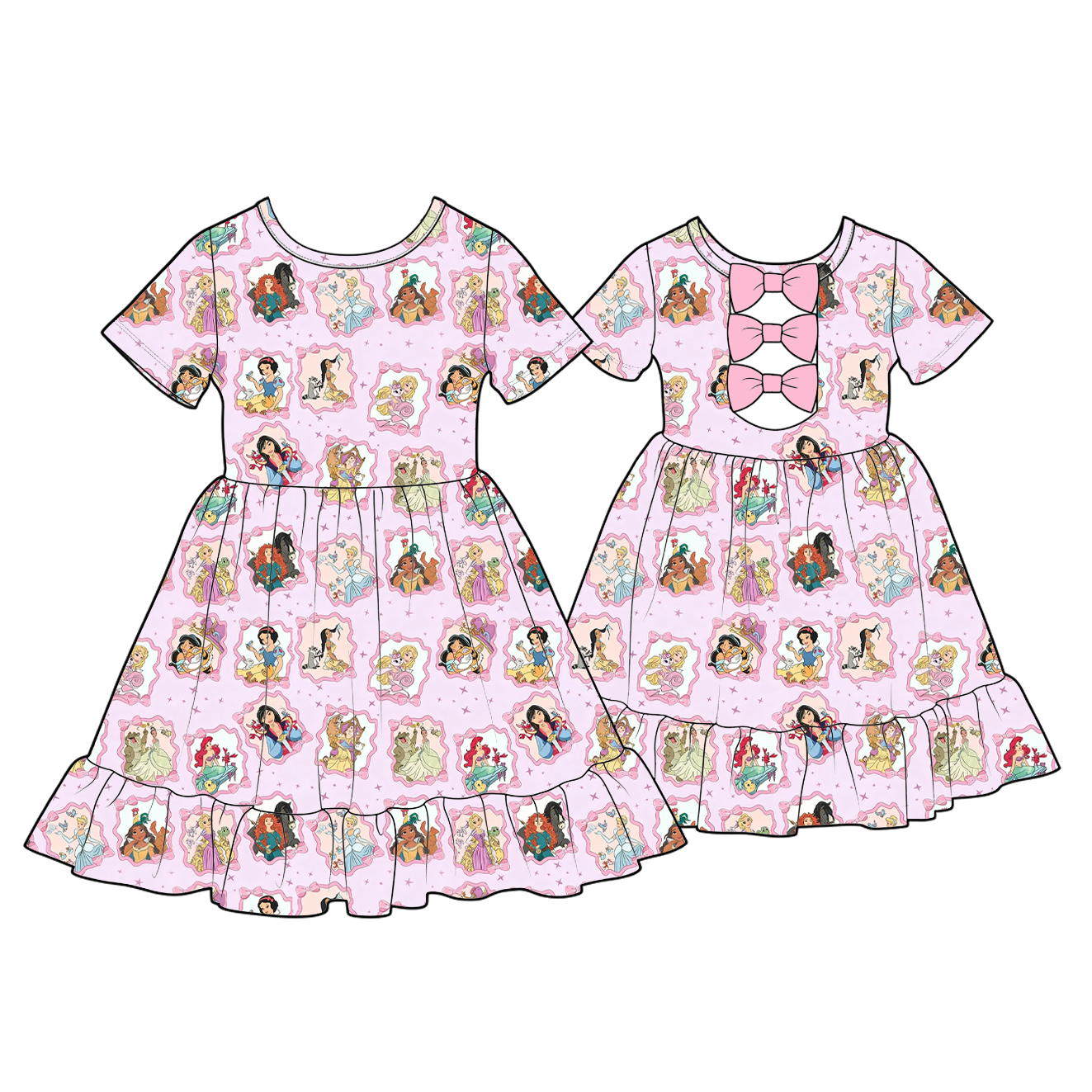 （Weekly Pre-Order）Girls Cartoon Ruffle Bow Dress（Ends 9.13）