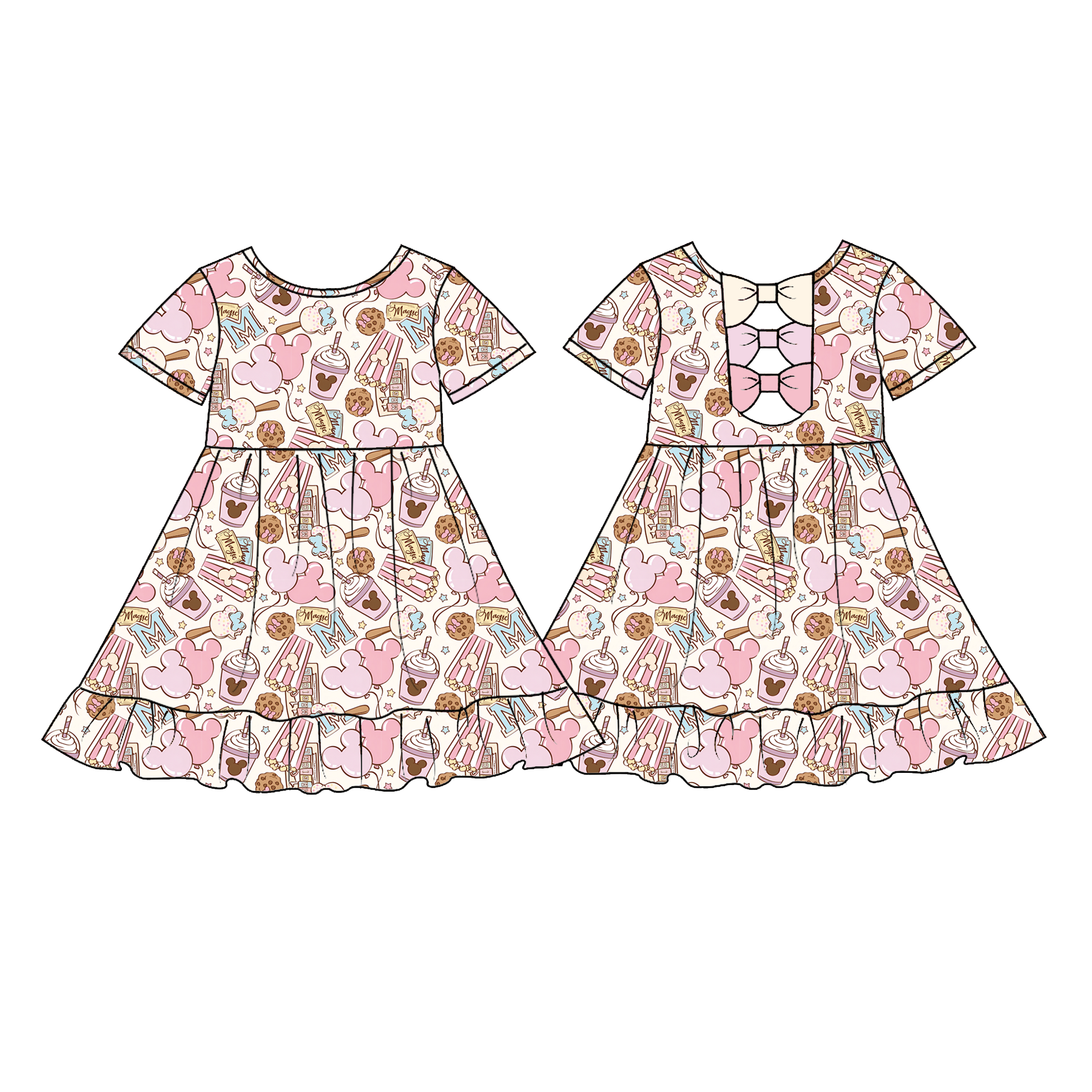 （Weekly Pre-Order）Girls Cartoon Ruffle Bow Dress（Ends 9.13）