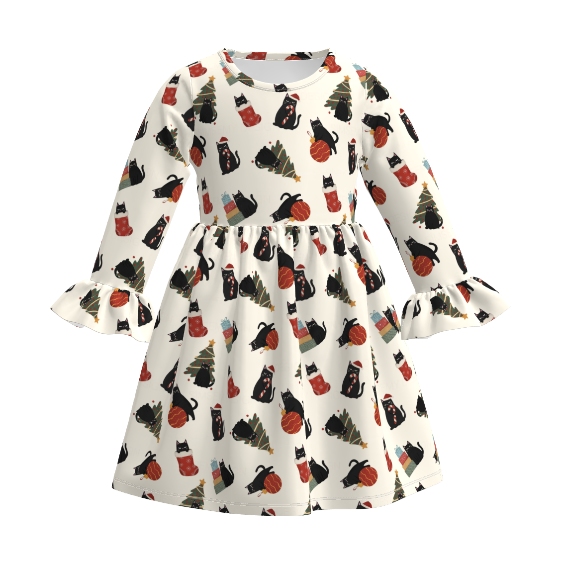 （Pre Order）Girls Christmas Print Dress