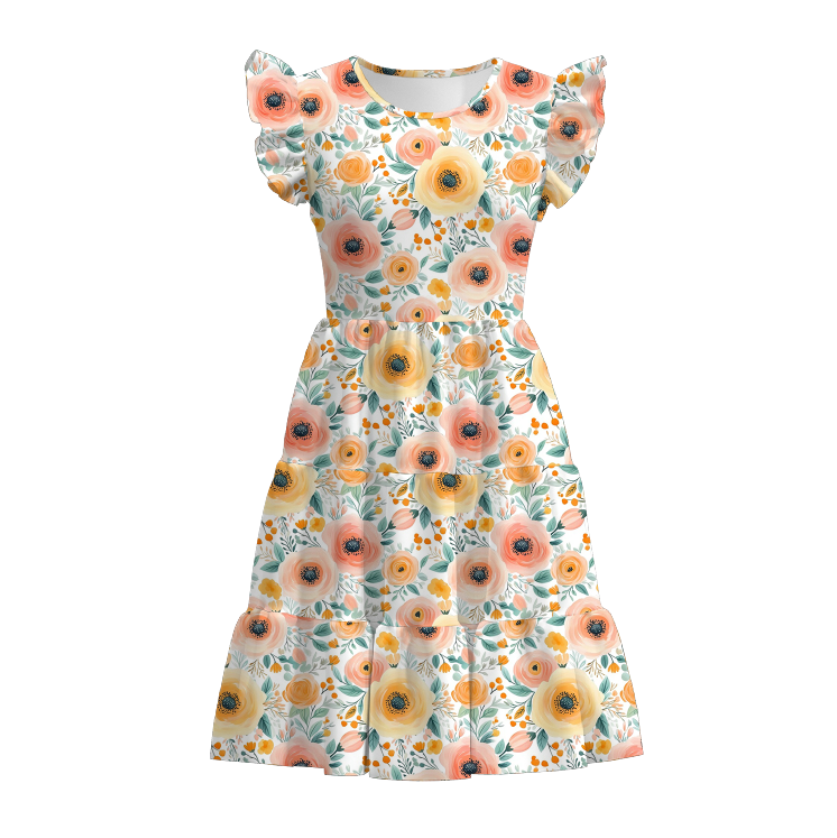 （Pre Order）Mommy and Me Spring＆Summer Sunflower Print Dress,Set