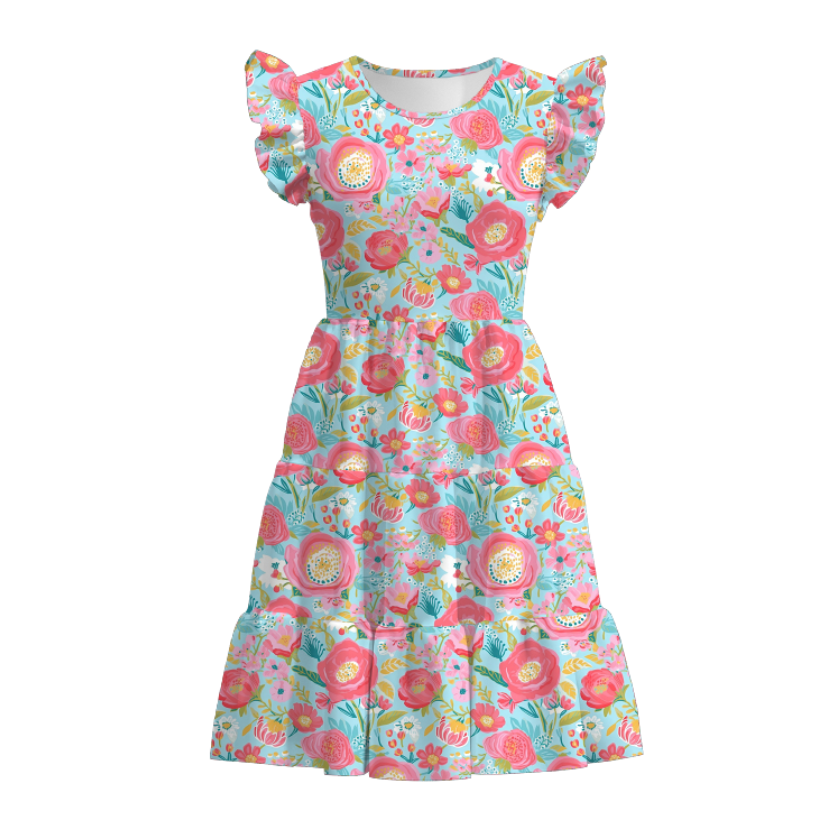 （Pre Order）Mommy and Me Spring＆Summer Sunflower Print Dress,Set
