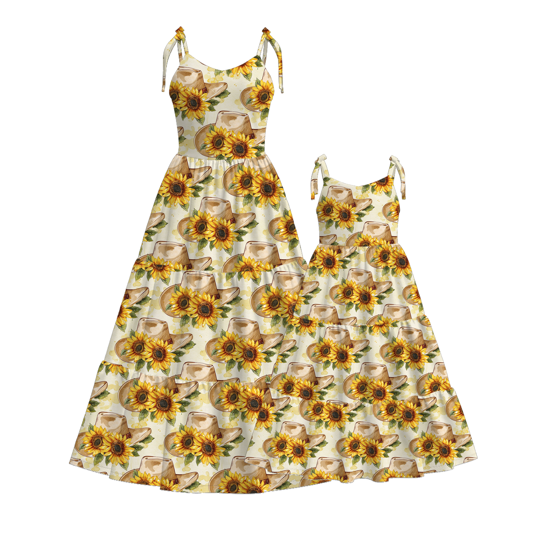 （Pre Order）Mommy and Me Spring＆Summer Sunflower Print MAXI Dress