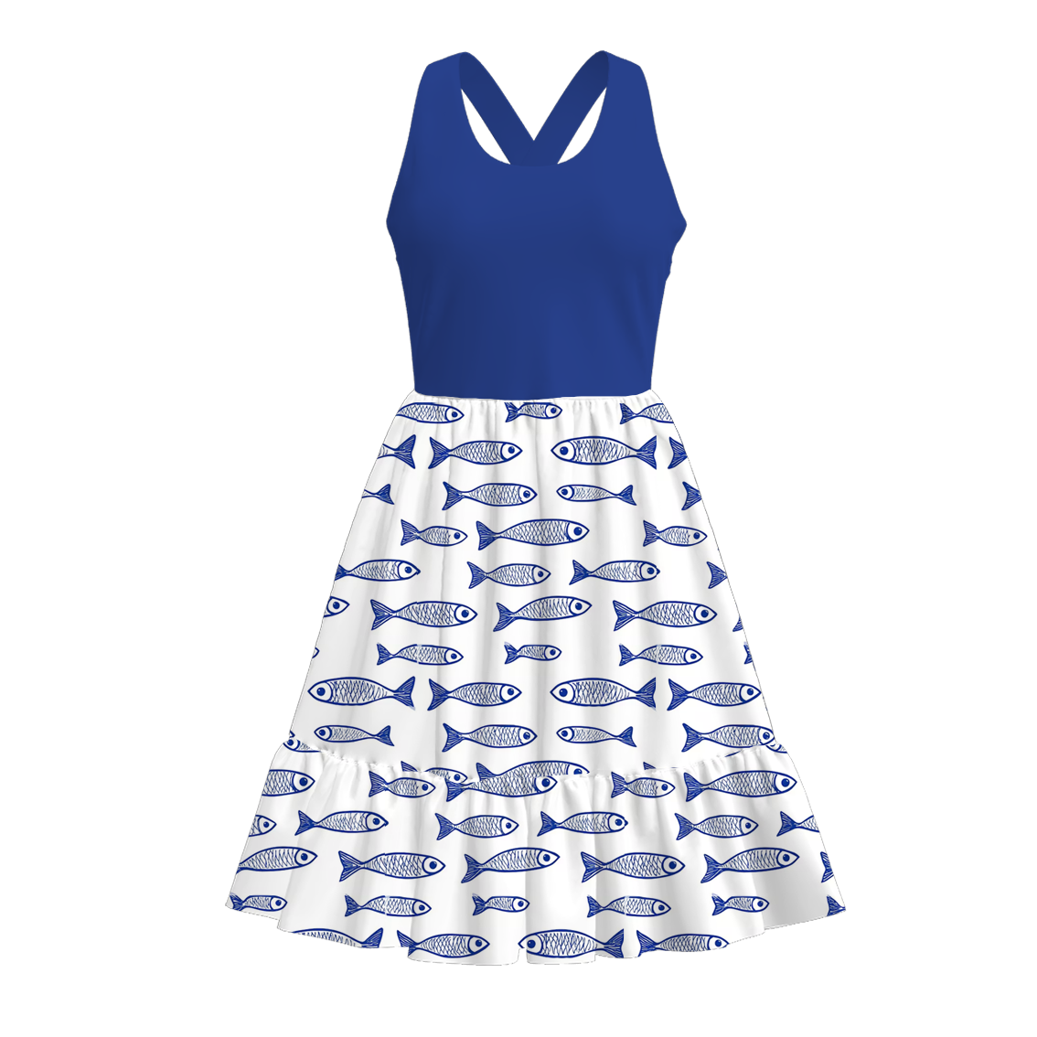 （Pre Order）Sibling Spring and Summer Fish Print Dress,Romper and Set