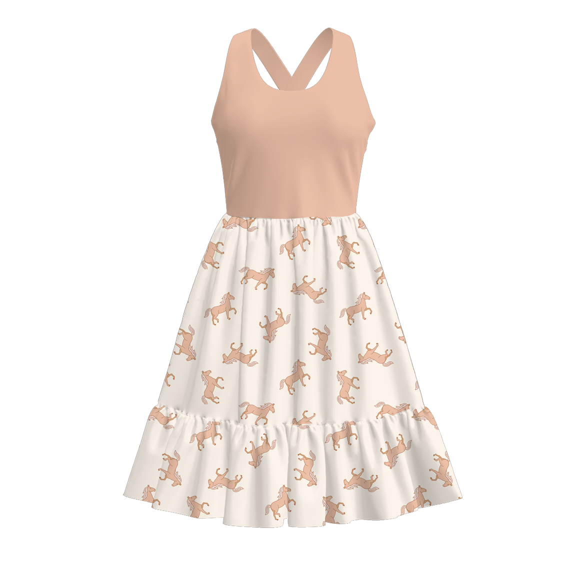（Pre Order）Sibling Spring and Summer Horse Print Dress,Romper and Set