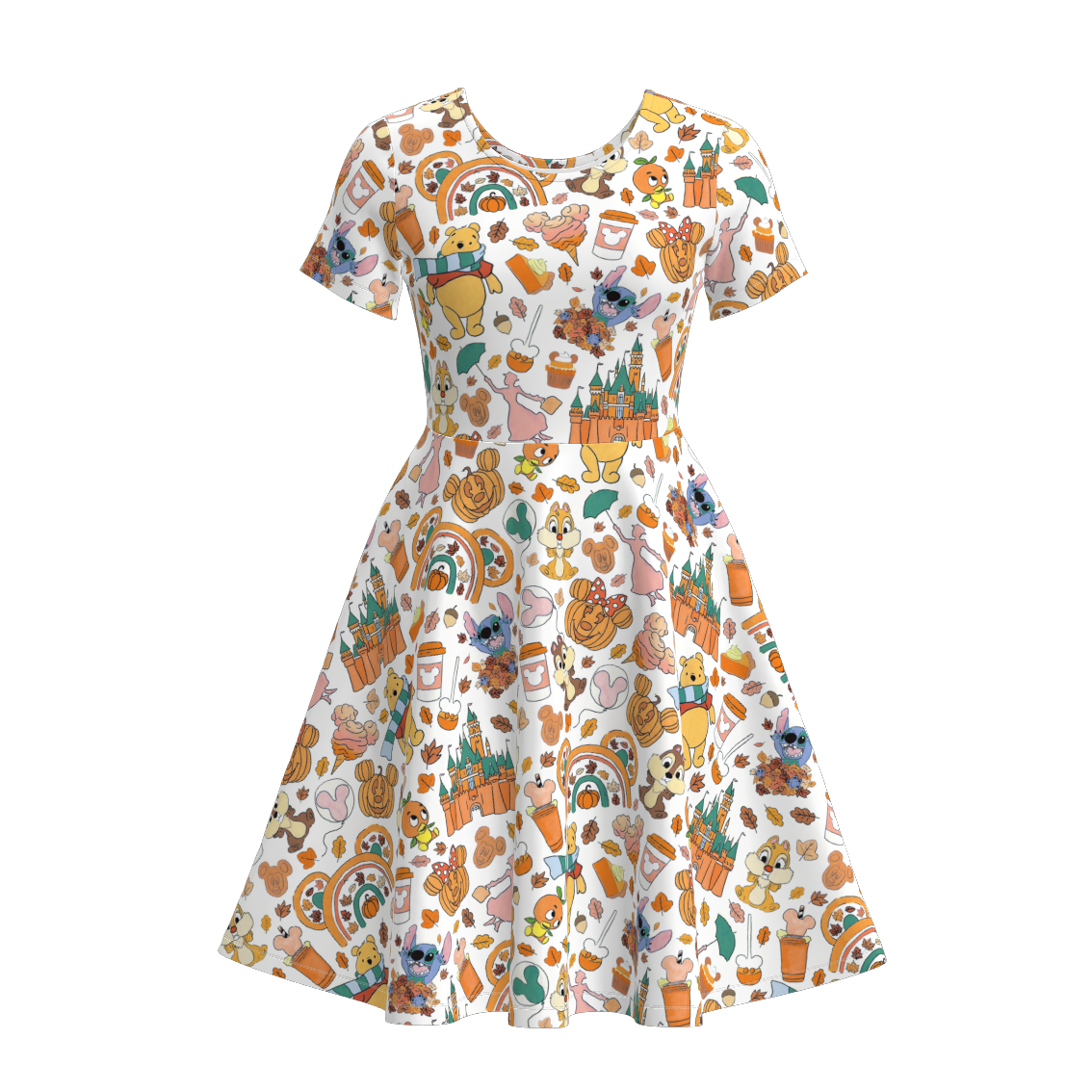 （Pre Order）Adults Halloween Fall Cartoon Pumpkin Print Dress＆Top