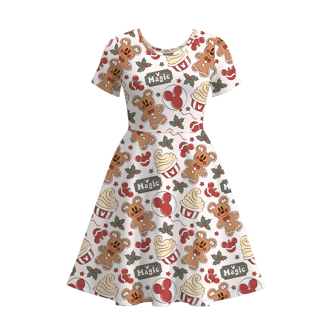 （Pre Order）Family Christmas Gingerbread Print Dress,Set＆Top
