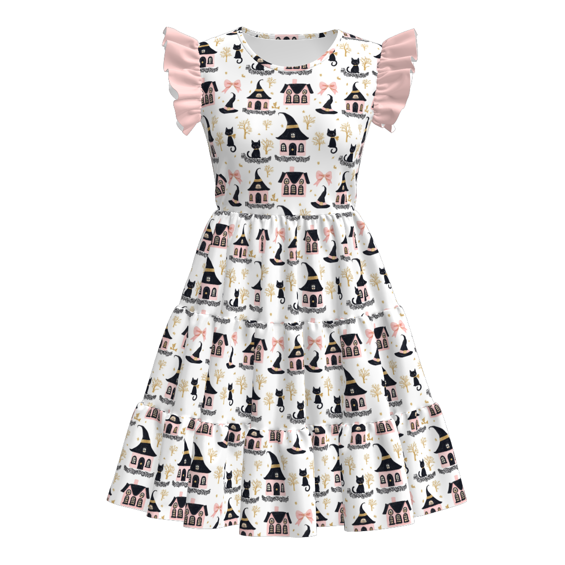 （Pre Order）Family Halloween Witch Print Dress,Set&Romper
