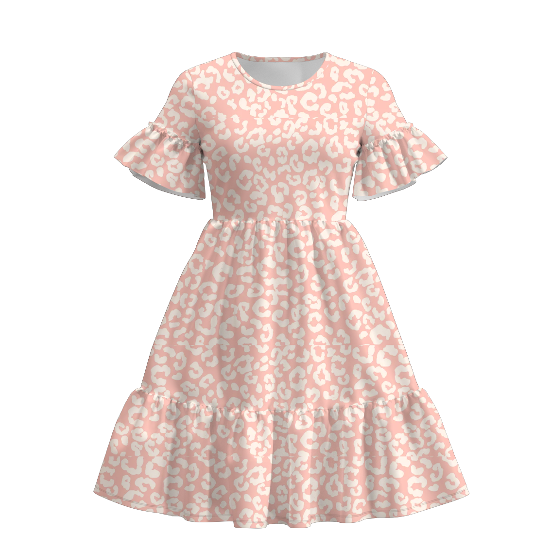 （Pre Order）Family Fall Coral Leopard Print Dress,Set＆Romper