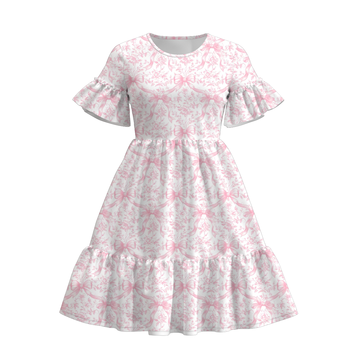 （Pre Order）Family Fall Pink Bow Print Dress,Set＆Romper
