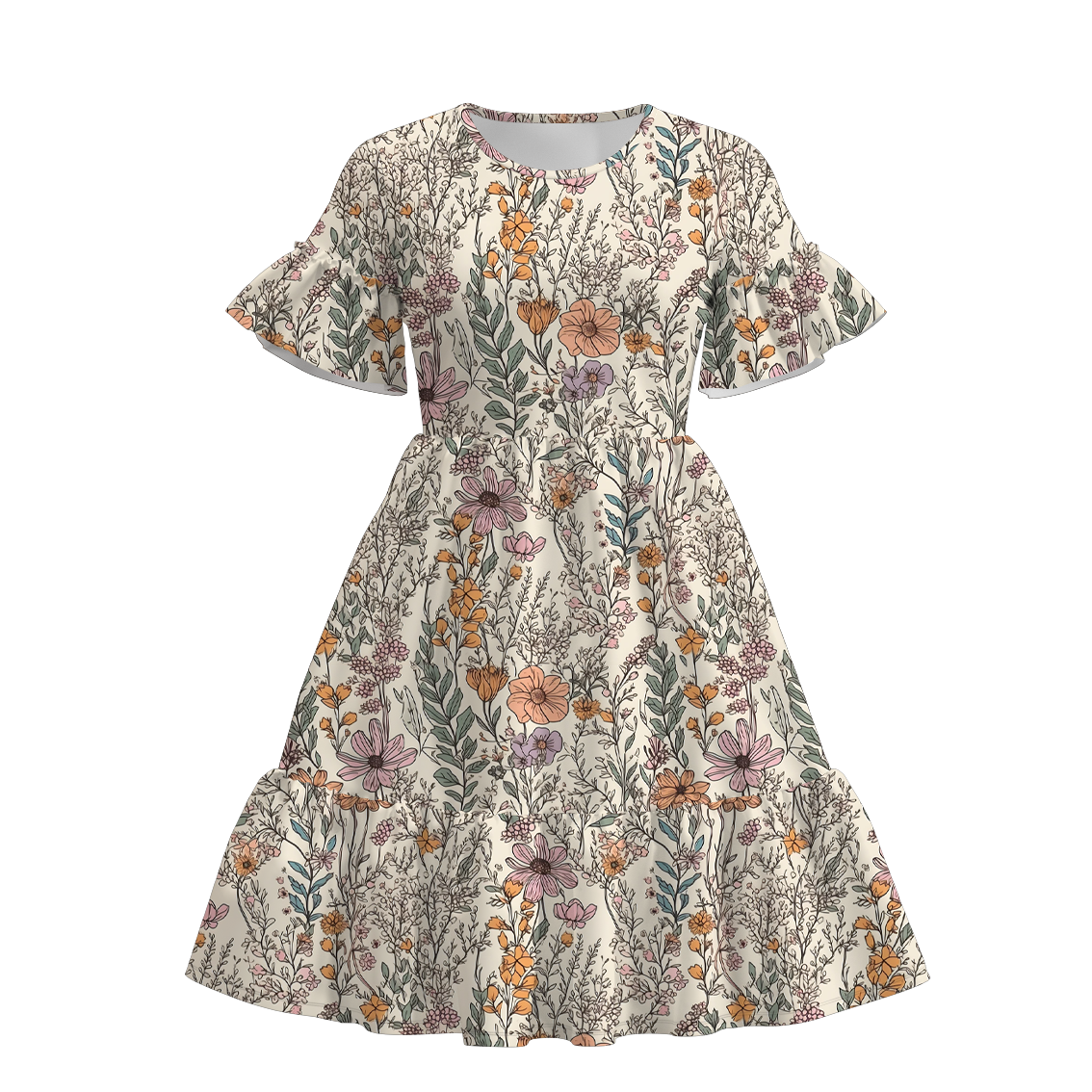 （Pre Order）Family Fall Pink Floral Print Dress,Set＆Romper