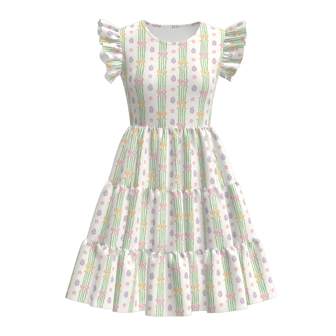 （Pre Order）Family Easter Egg,Bow Print Dress,Set&Romper