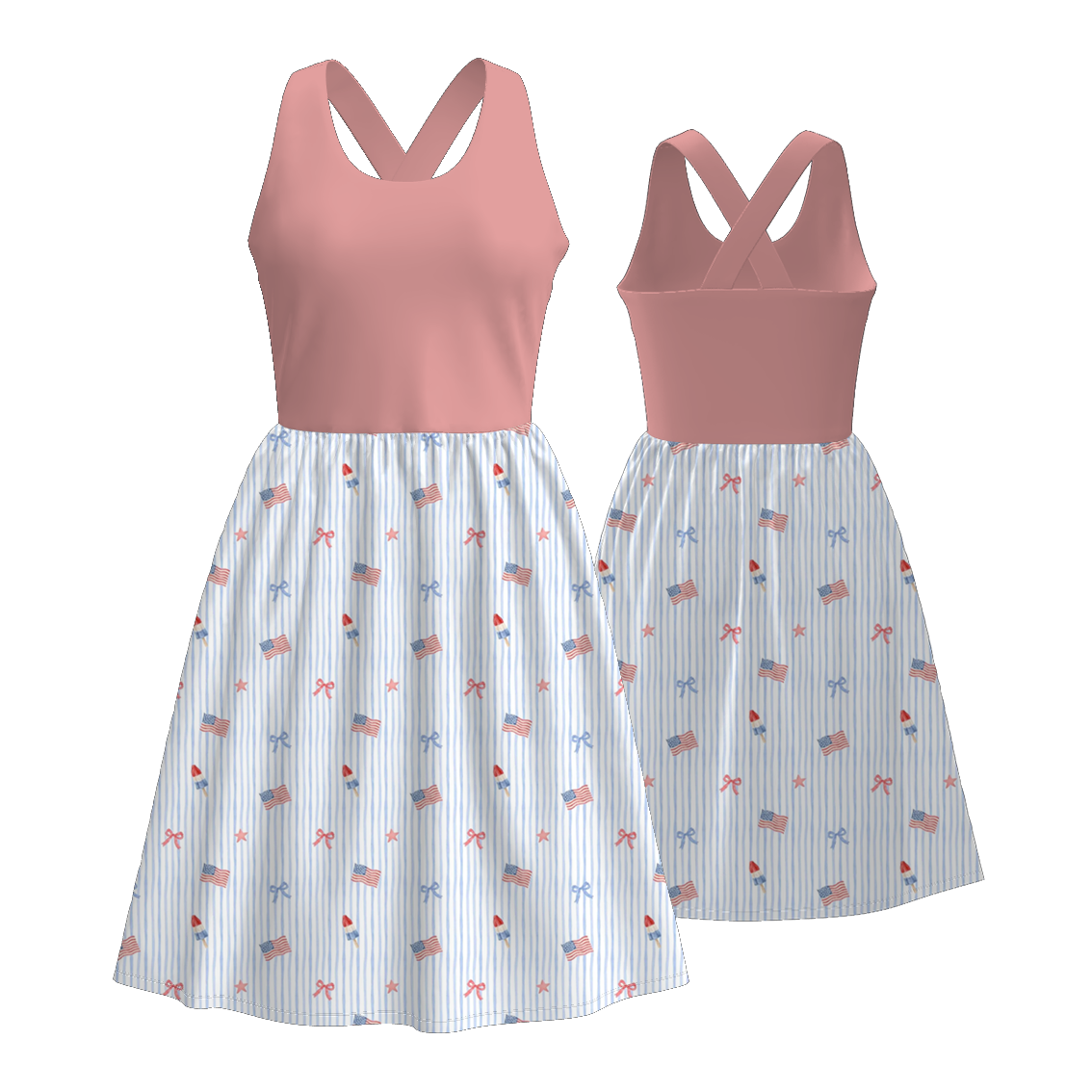 （Pre Order）Family Patriotic Print Dress,Set&Top
