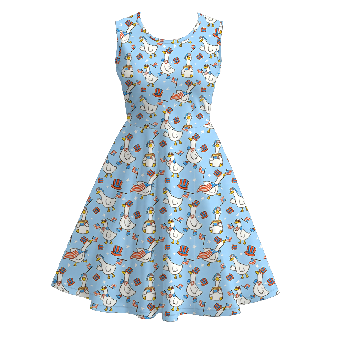（Pre Order）Mommy and Me Patriotic Goose Print Dress,Set&Pajamas