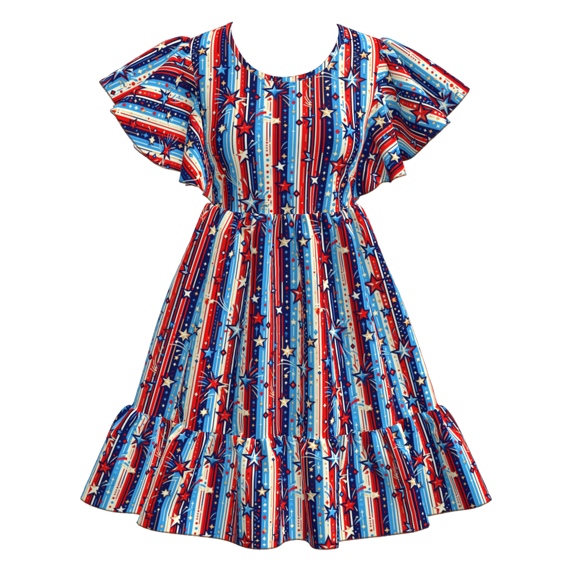 （Pre Order）Mommy and Me Patriotic Print Dress-Multiple Styles