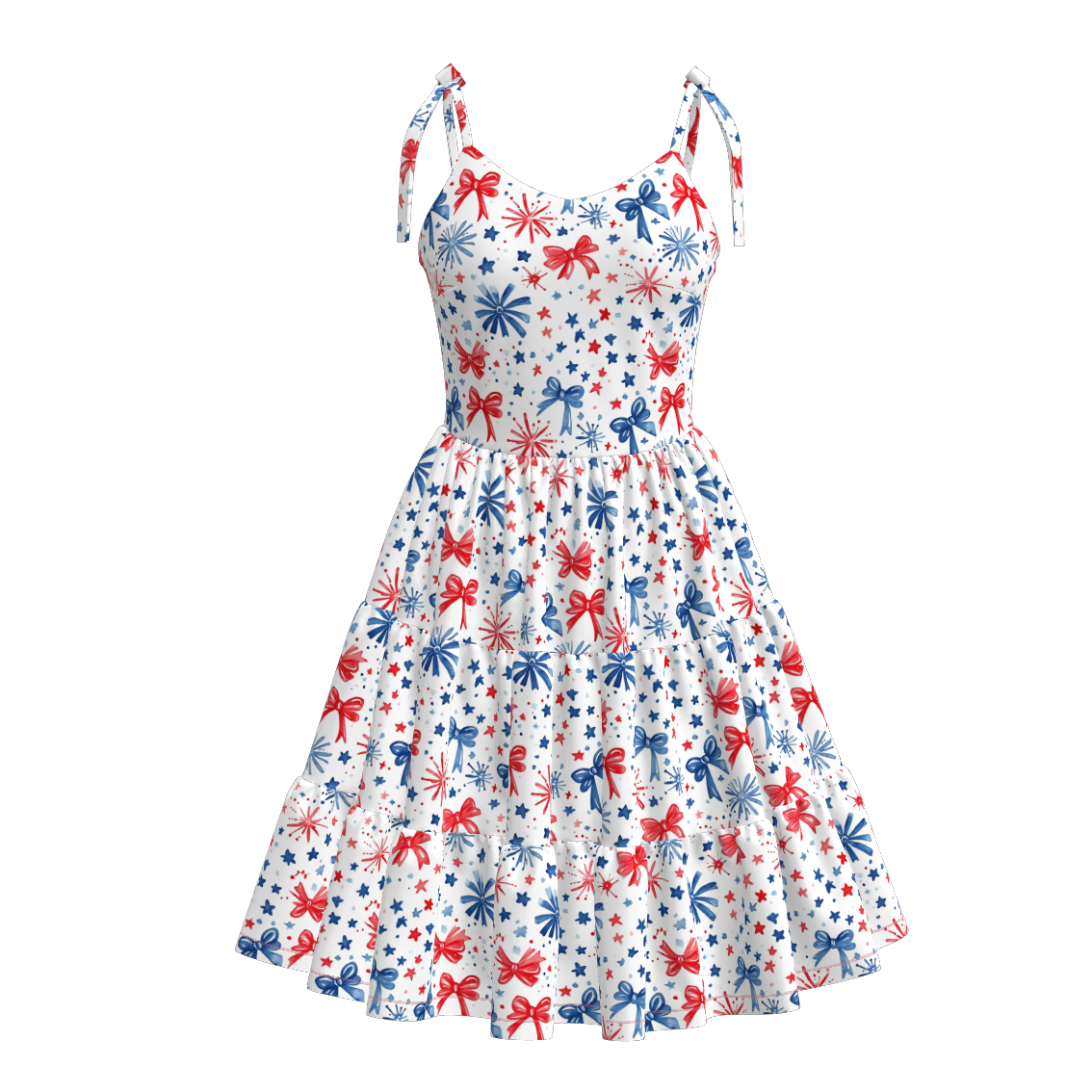 （Pre Order）Mommy and Me Patriotic Print Slip Dress-Multiple Styles