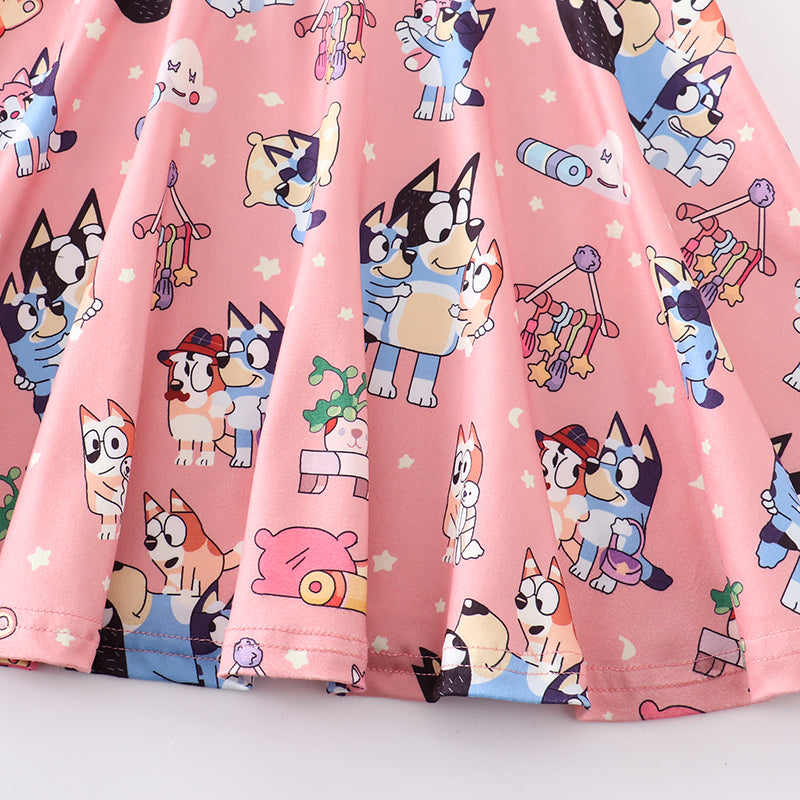 （Pre Order）Girls Coral Cartoon Print Twirl Dress
