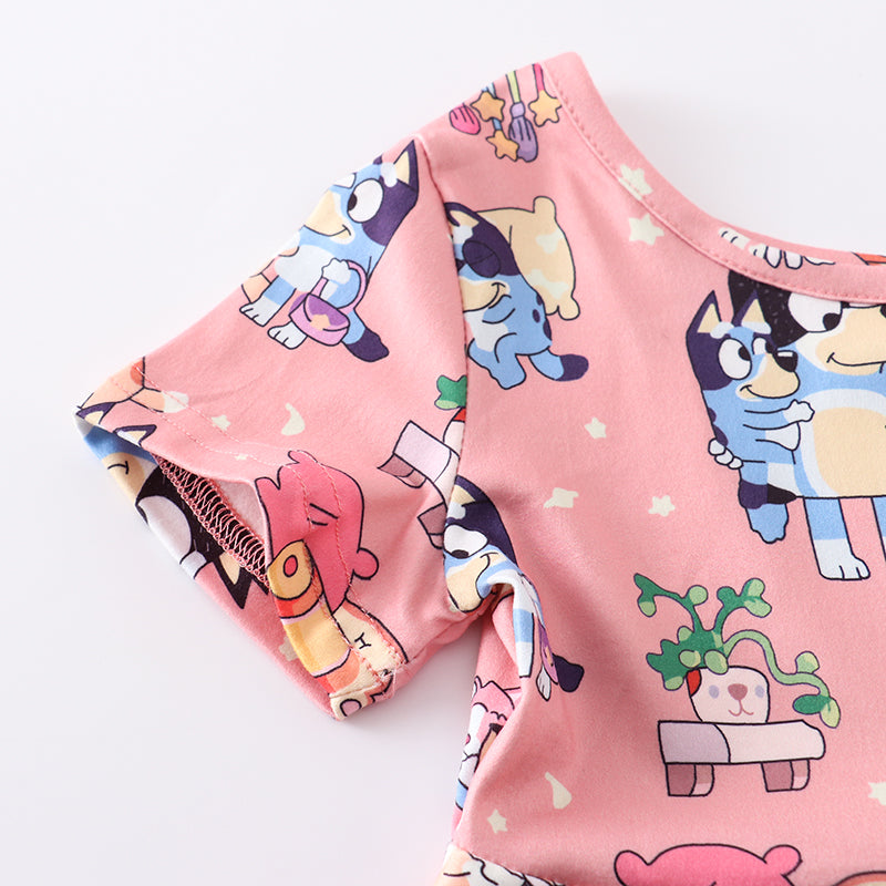 （Pre Order）Girls Coral Cartoon Print Twirl Dress