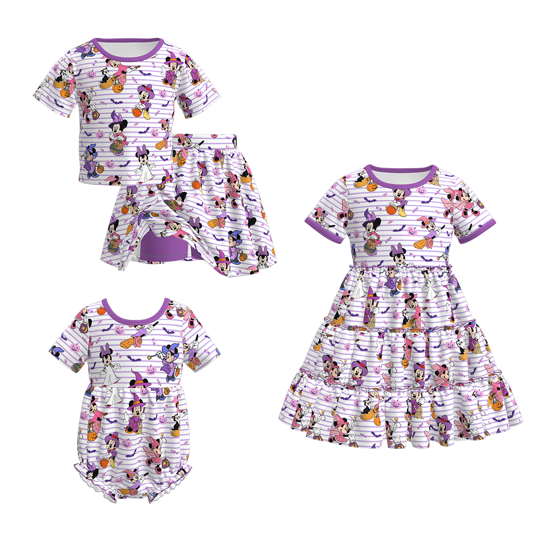 （Pre Order）Family Halloween Cartoon Print Dress,Set＆Romper