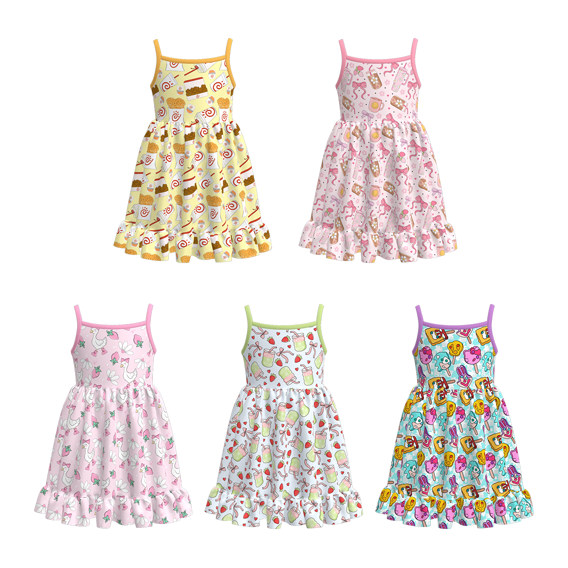 （Pre Order）Girls Spring and Summer Print Slip Dress