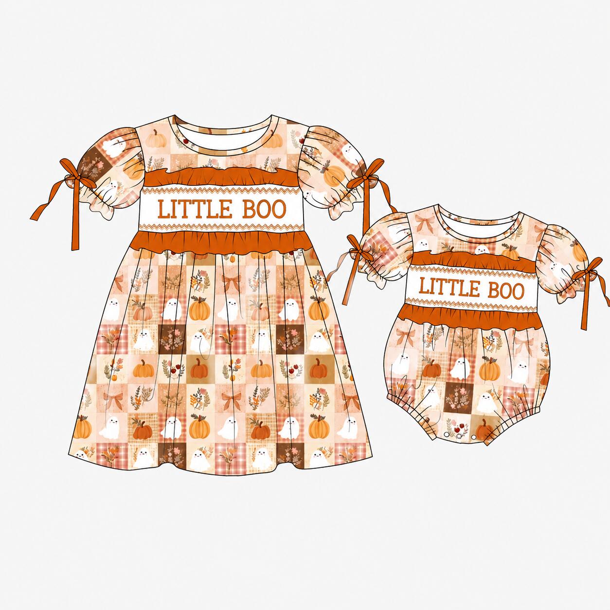 （Pre Order）Girls Halloween Embroidery Smocked Dress&Romper