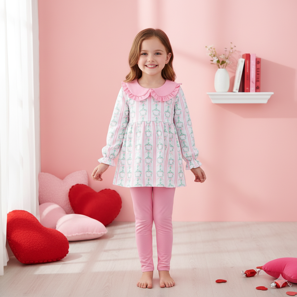 （Pre Order,Prepack Zone）Girls Valentine's Day Print Set（Mix Size）