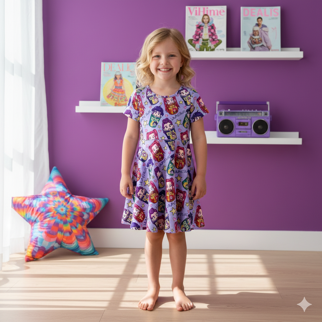 （Pre Order,Prepack Zone）Girls Movie Character Print Dress（Mix Size）