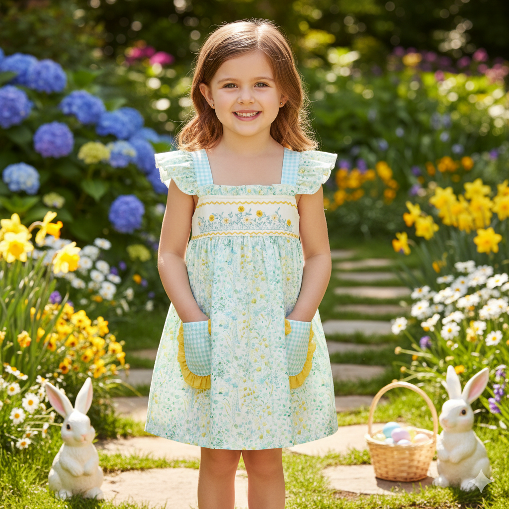 （In Stock）Girls Spring&Summer Floral Embroidery Dress,Set&Romper