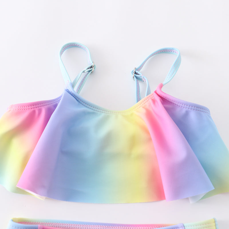 Girls Rainbow Tie Dye 2 Pieces Swimsuit