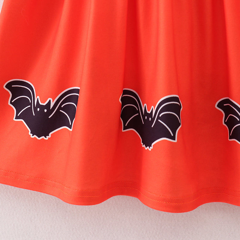（In Stock）Girls Halloween Print Velvet Dress