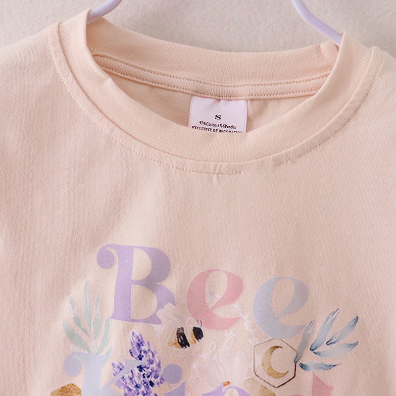 （In Stock E27-5-3）Mommy and Me “BEE KIND” Print Top