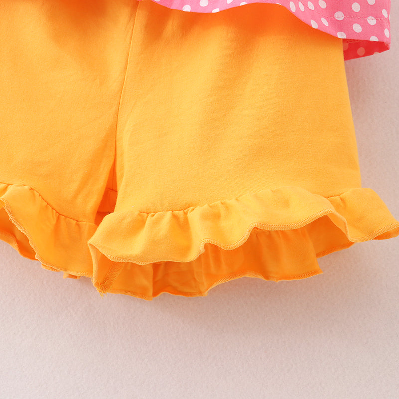 （In Stock）Girls Summer Back To School Embroidery Shorts Set