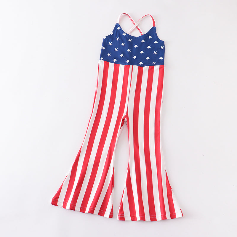 （In Stock）Girls Patriotic Stripe Jumpsuit