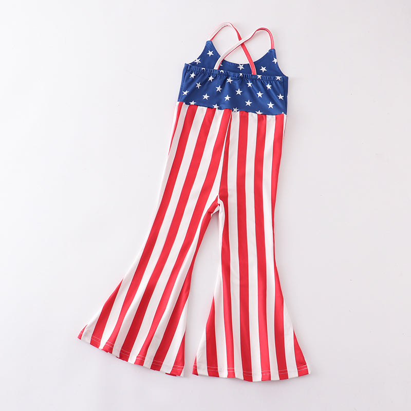 （In Stock）Girls Patriotic Stripe Jumpsuit