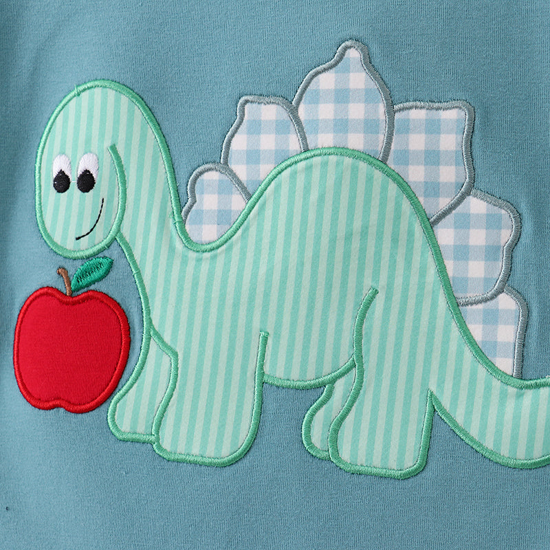 （In Stock）Boys Summer Back To School Dino Applique Shorts Set