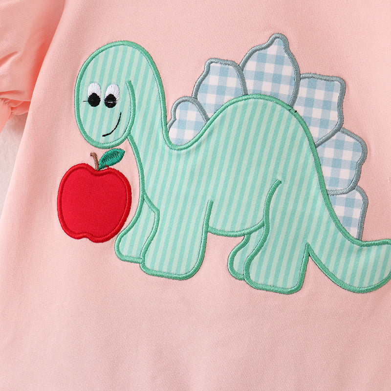 （In Stock）Girls Summer Back To School Dino Applique Shorts Set