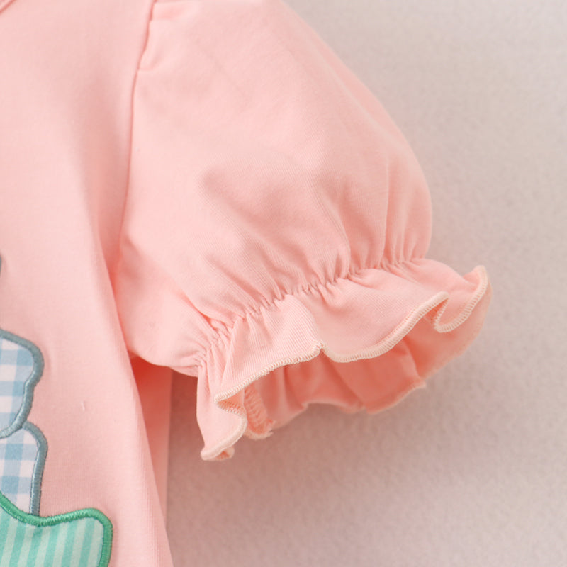 （In Stock）Girls Summer Back To School Dino Applique Shorts Set