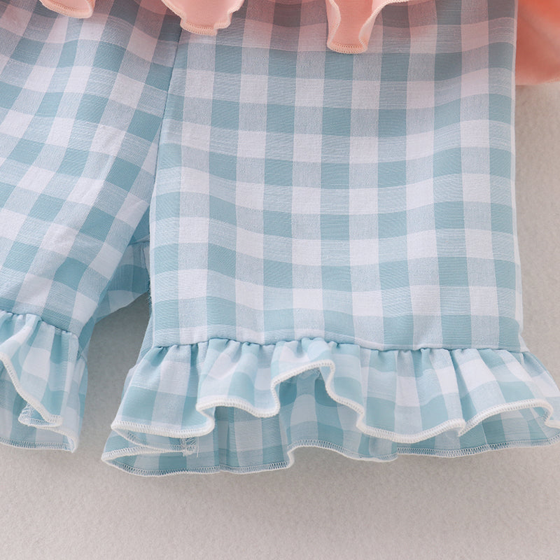 （In Stock）Girls Summer Back To School Dino Applique Shorts Set