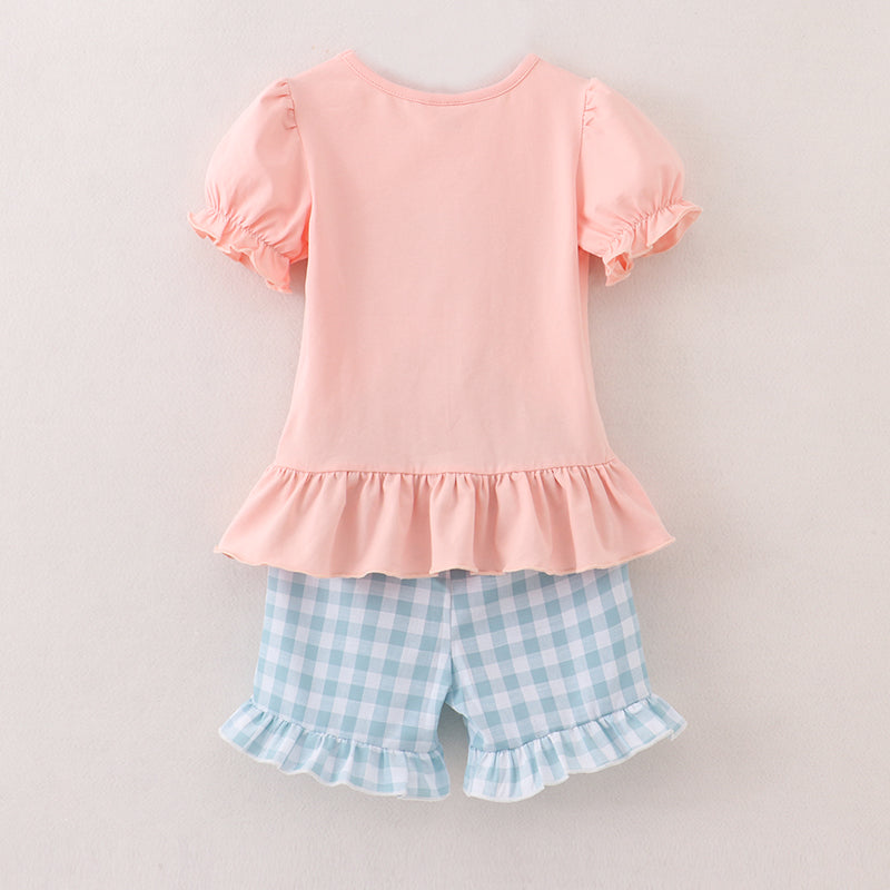 （In Stock）Girls Summer Back To School Dino Applique Shorts Set