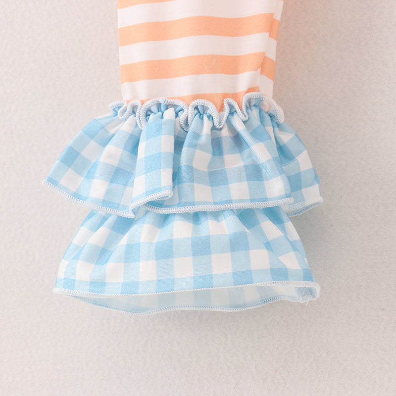 （In Stock A5-3-2）Girls Halloween Pumpkin Print Outfit Set