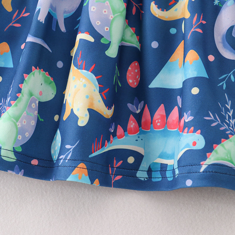 Mint Navy Dino Print Dress
