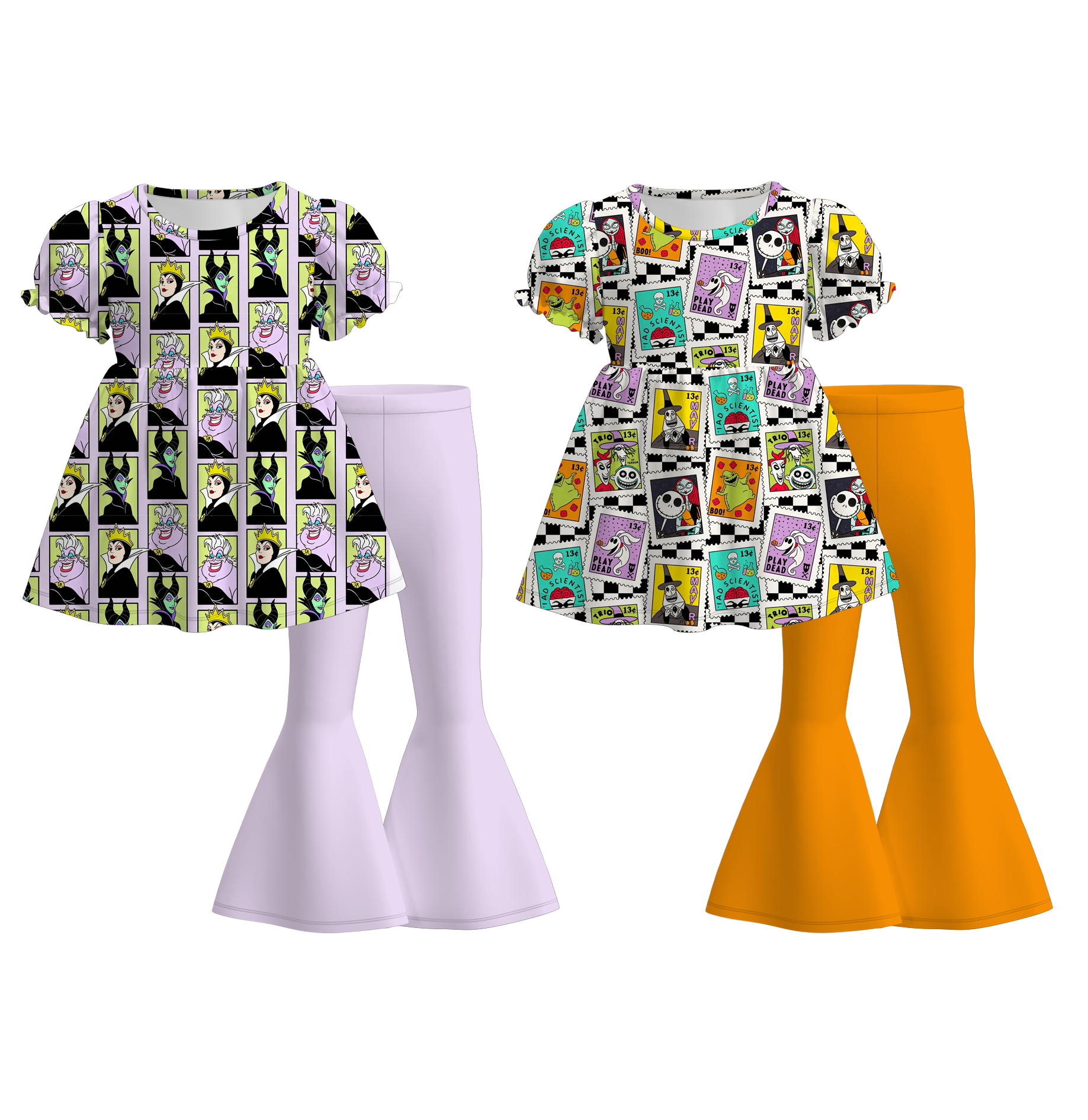 （Pre Order+Prepack Zone）Girls Halloween Print Outfit Set（Mix Size）