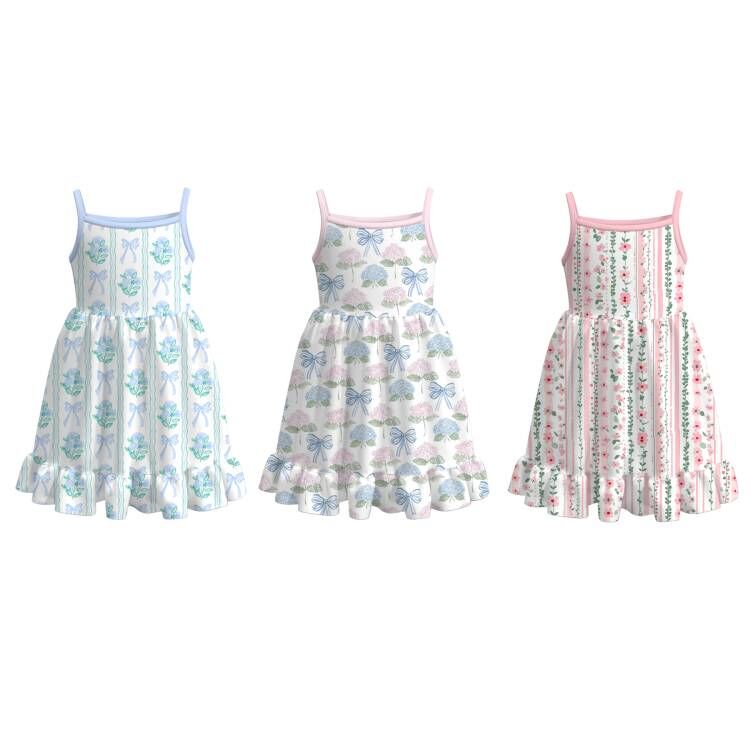 （Pre Order）Girls Spring and Summer Floral Print Slip Dress