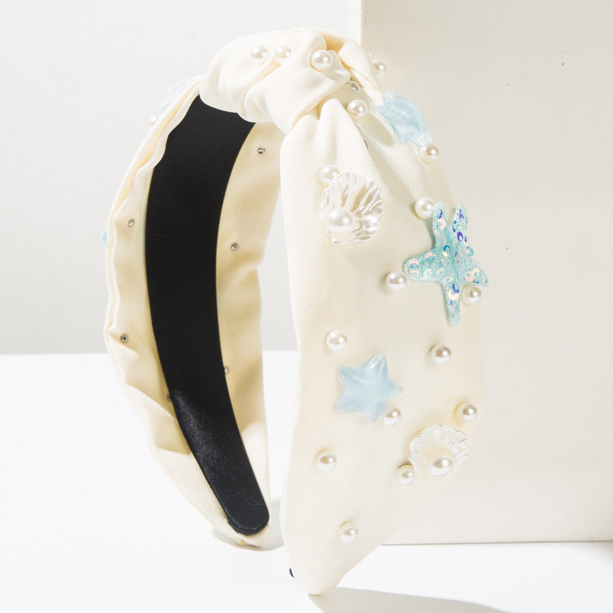 （Pre Order）Summer Stylish Sea Shell Pearl Knotted Headband
