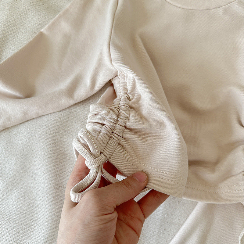 （In Production）Girls Fall&Winter Solid Color Top Flare Pants Set