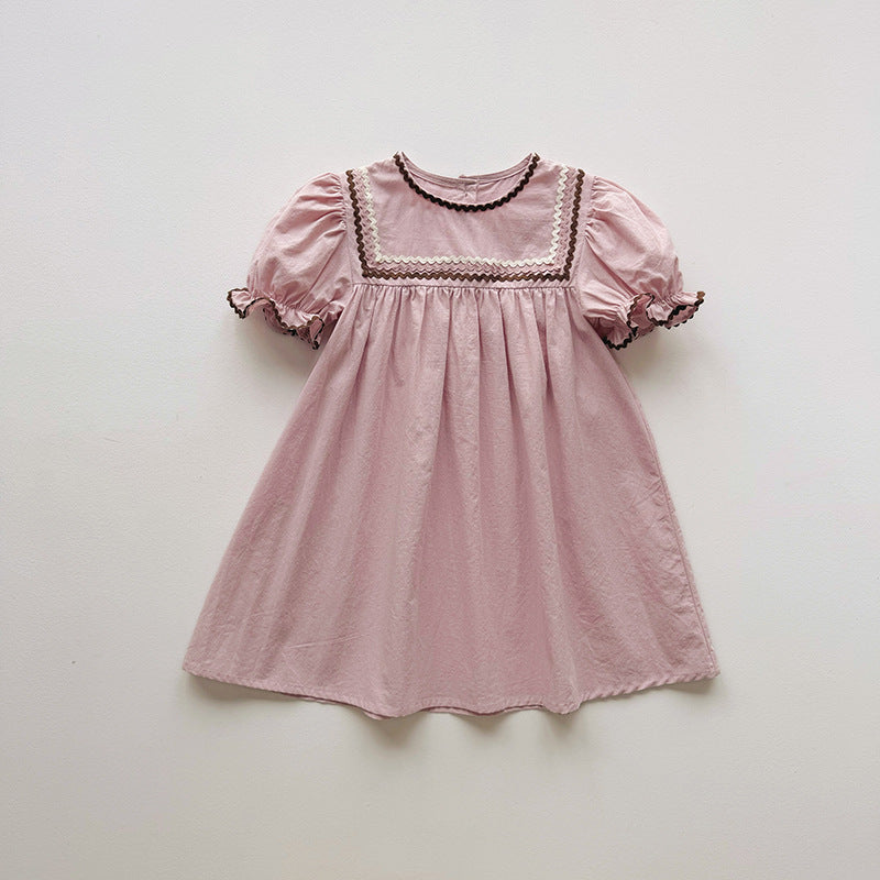 （In Production）Girls Spring&Summer Puff Sleeves Cotton Dress