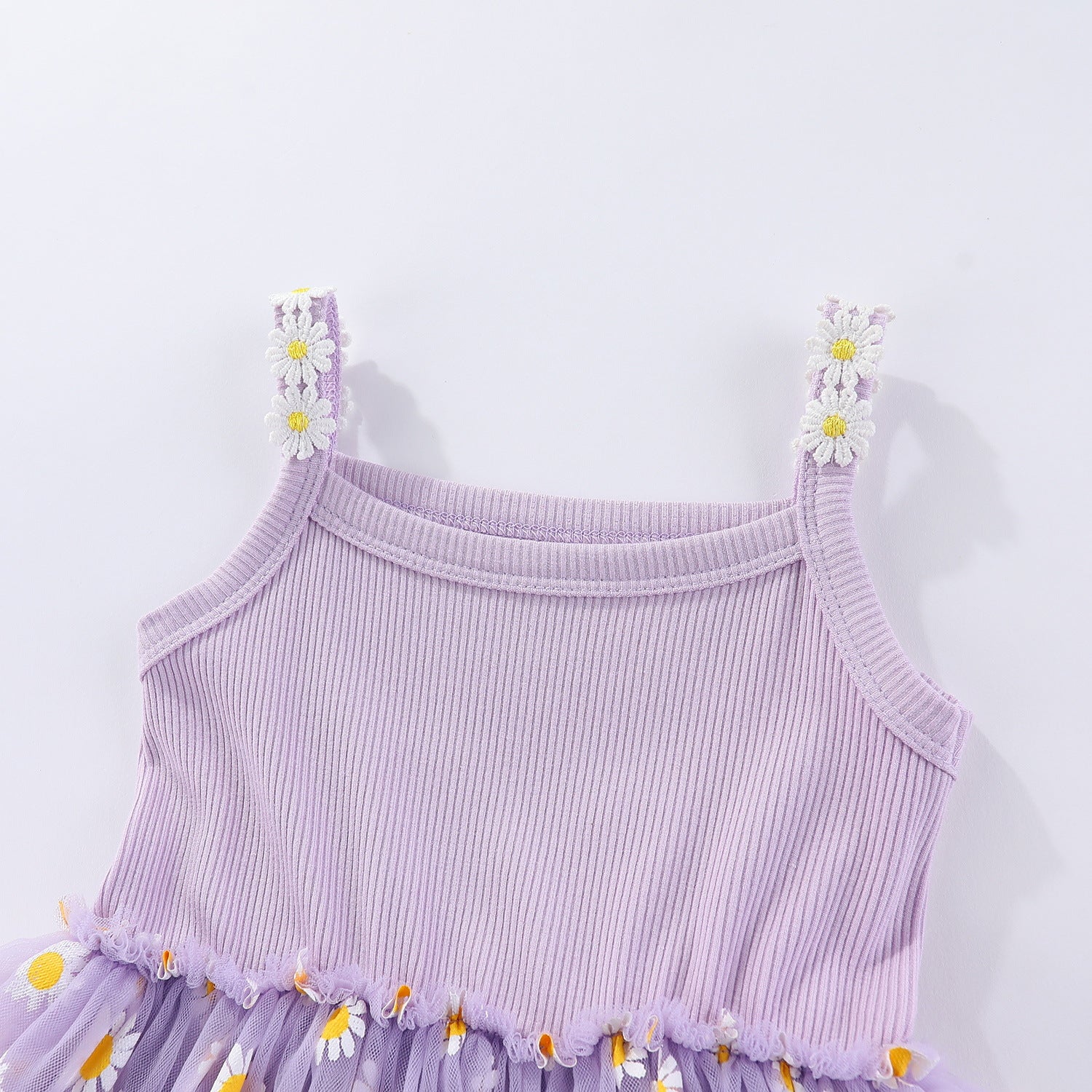 （In Production）Girls Spring&Summer Daisy Embroidery Tulle Dress