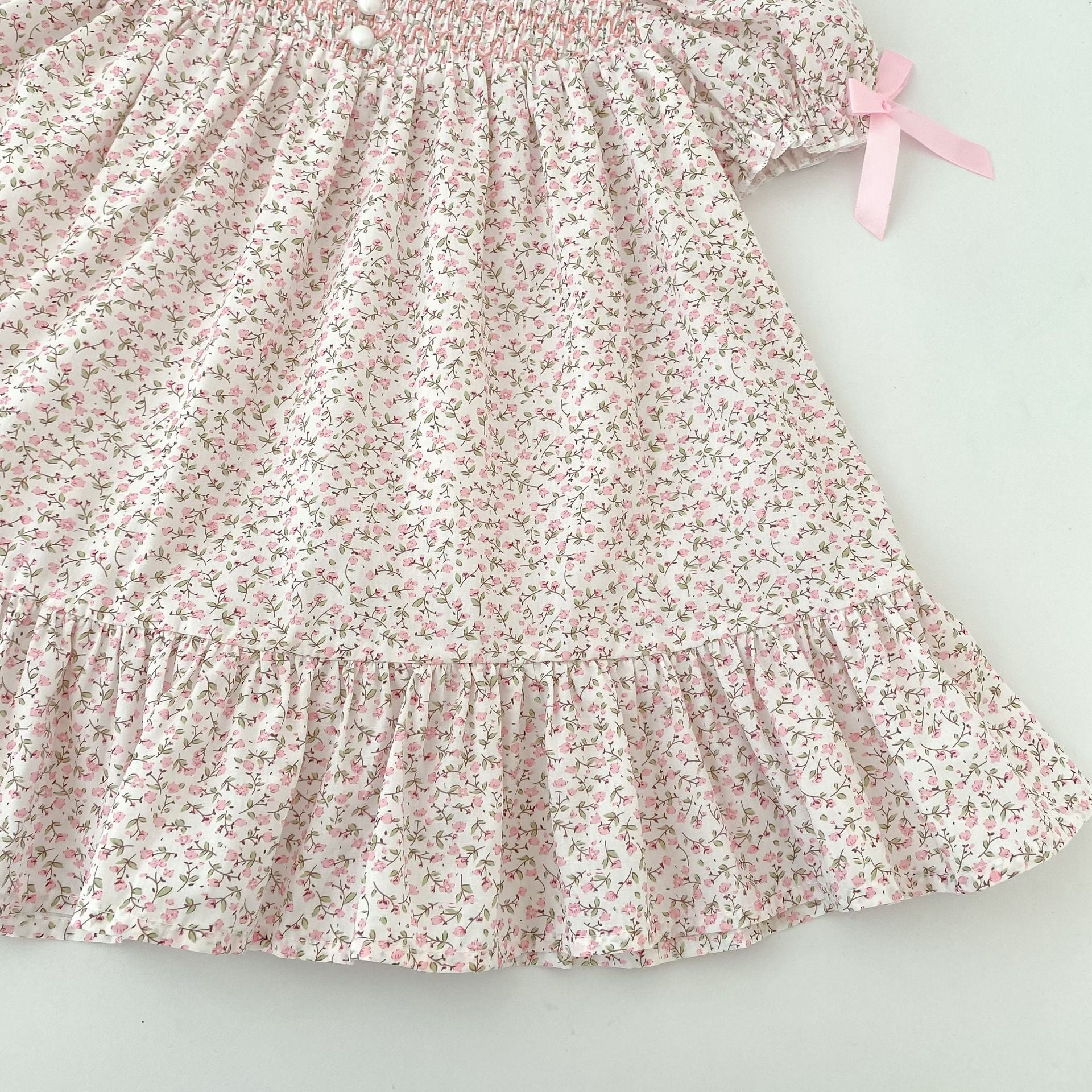 （Pre Order 2 Weeks）Sisters Fall Floral Print Smocked Dress&Romper