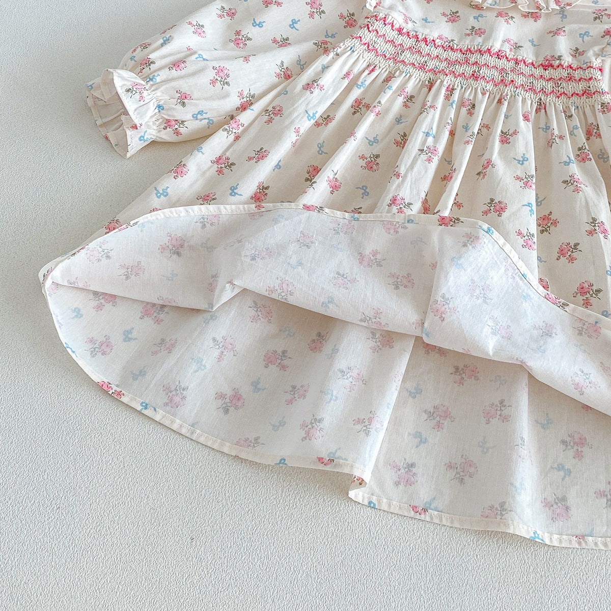 （Pre Order 2 Weeks）Sisters Fall Floral Print Smocked Dress&Romper