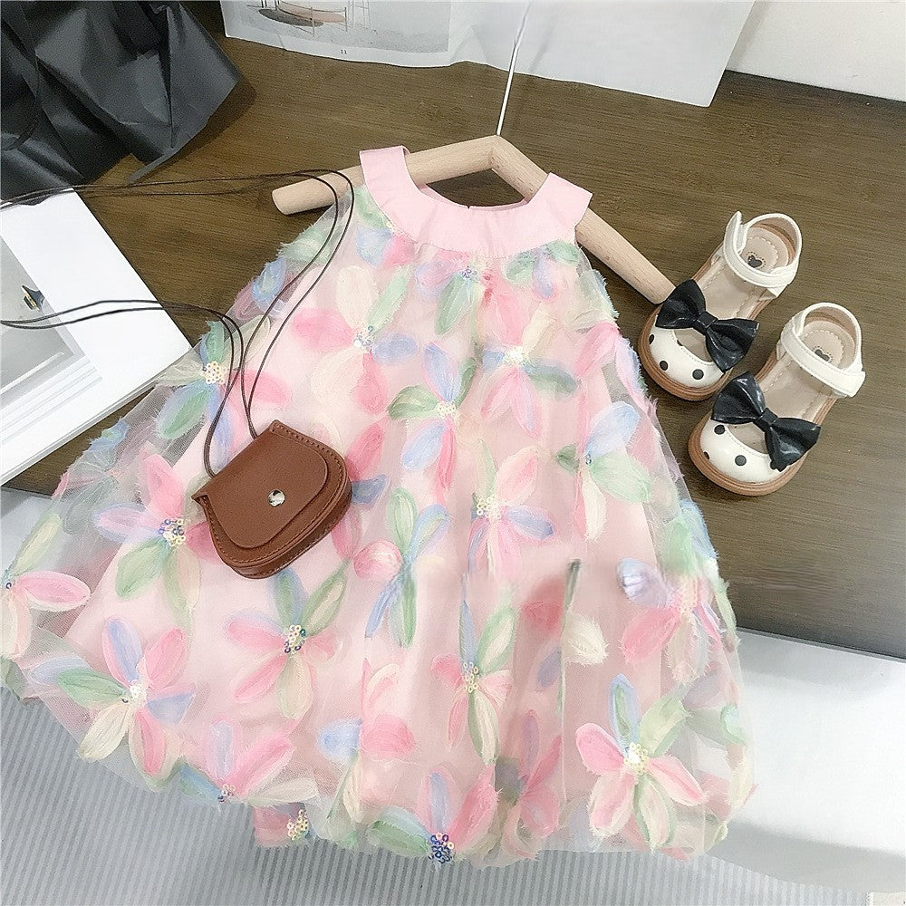 （In Production）Girls Spring&Summer Floral Gauzy Dress